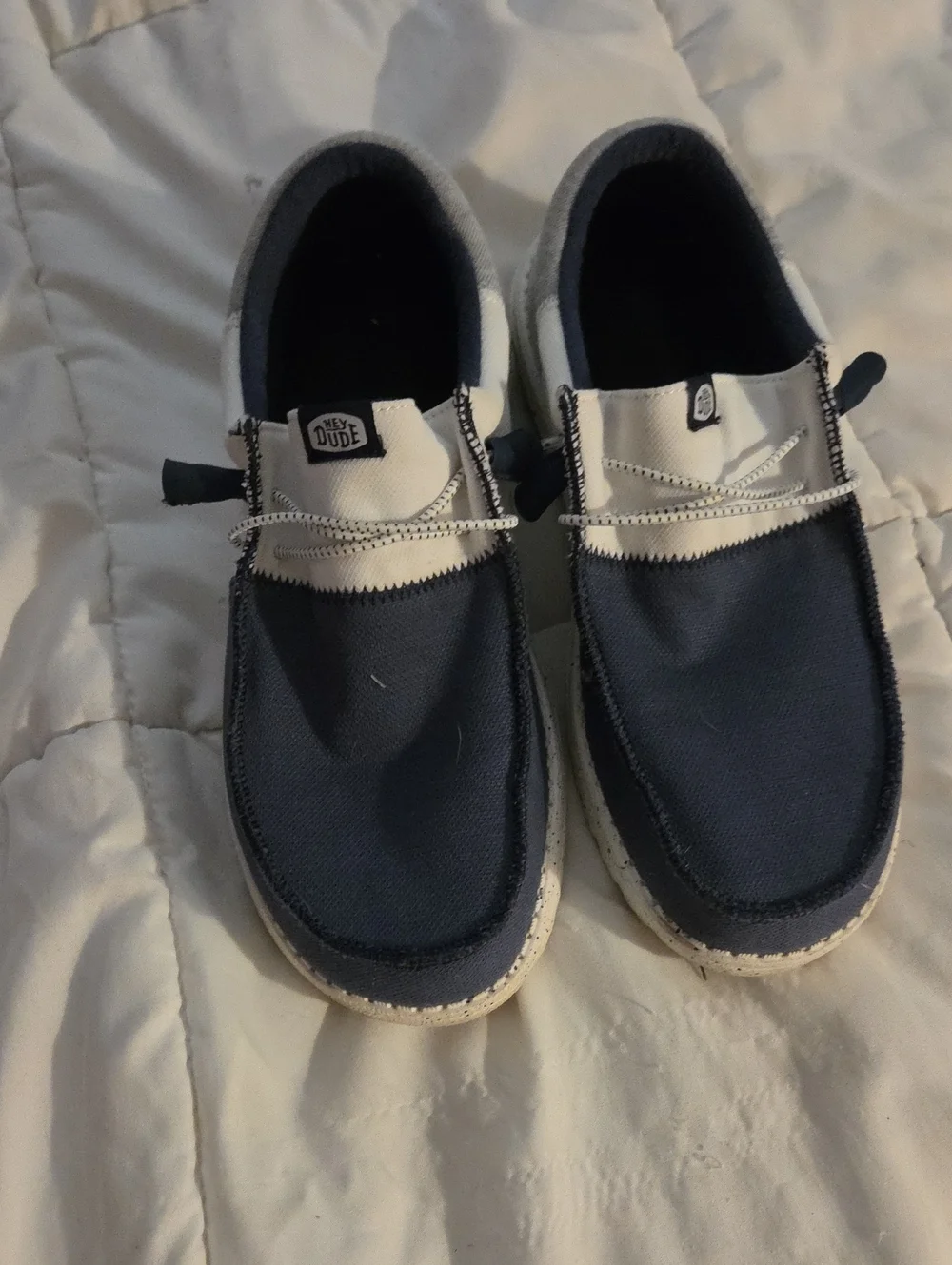 Hey Dude Kids Navy and White Slip-On Sneakers